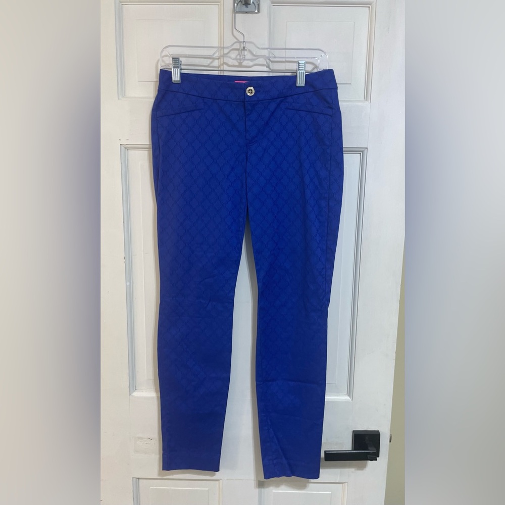 Lilly Pulitzer Kelly pants size 2 royal blue textured Skinny Ankle